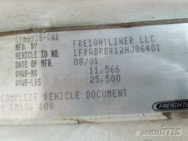 2002 FREIGHTLINER FL60 - License Plate