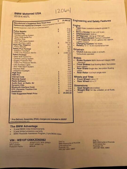 2019 BMW K 1600 GTL