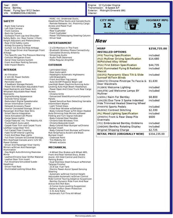 2020 BENTLEY Flying Spur