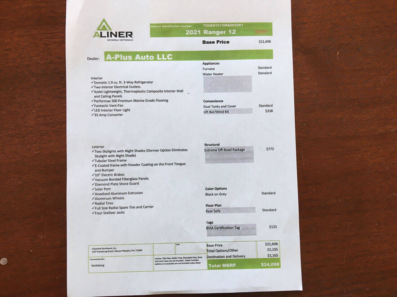 2021 COLUMBIA NORTHWEST Aliner