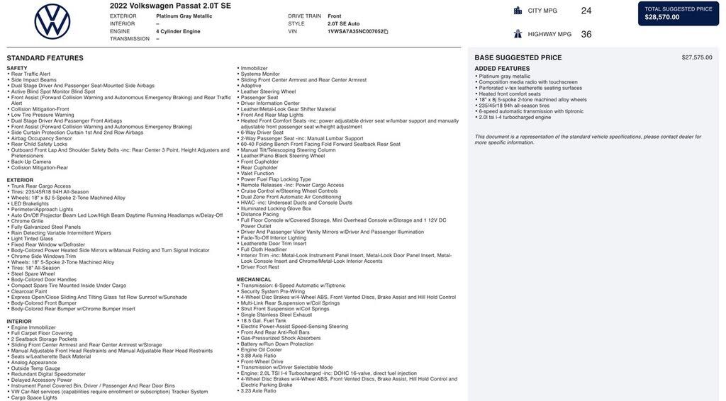2022 VOLKSWAGEN Passat