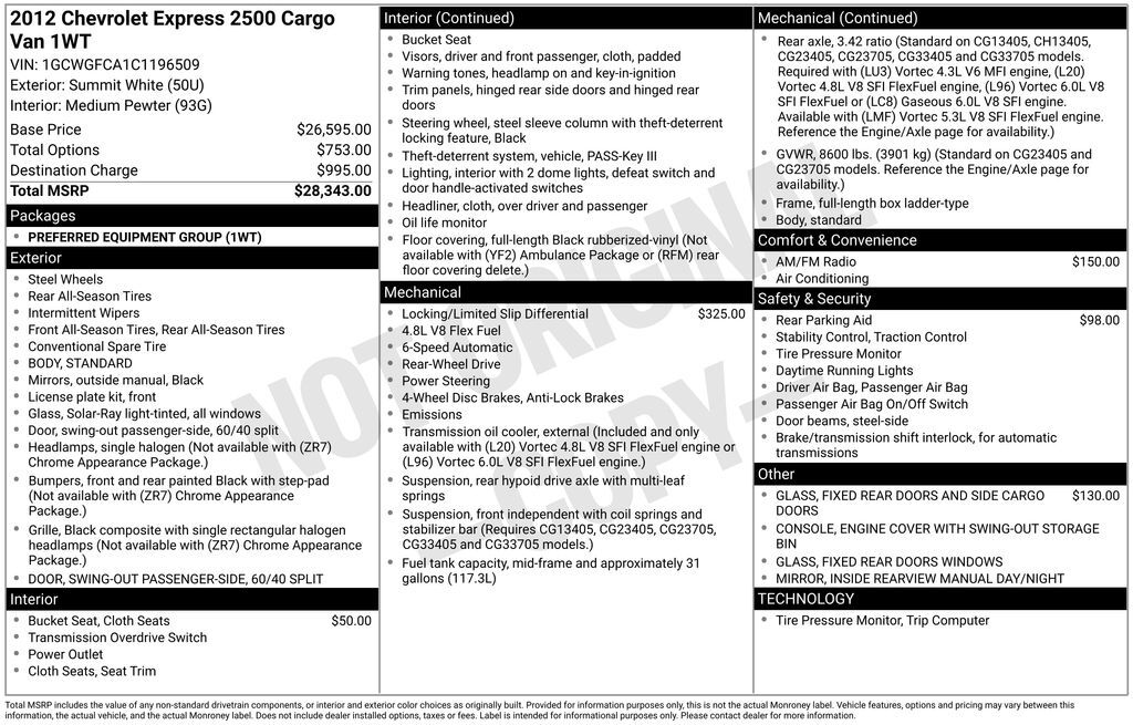 2012 CHEVROLET Express