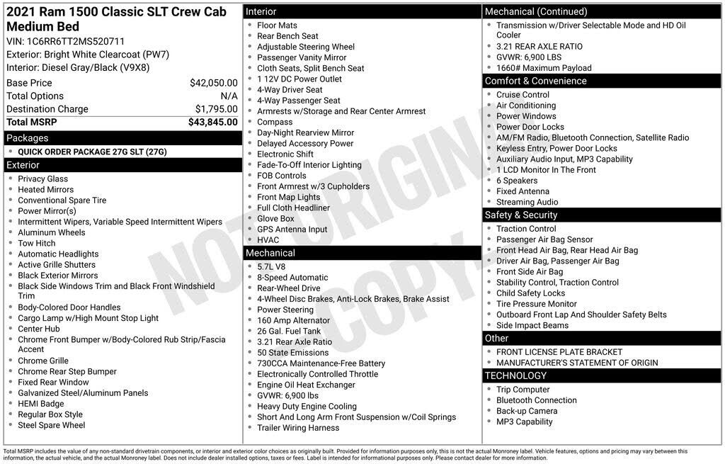 2021 RAM 1500