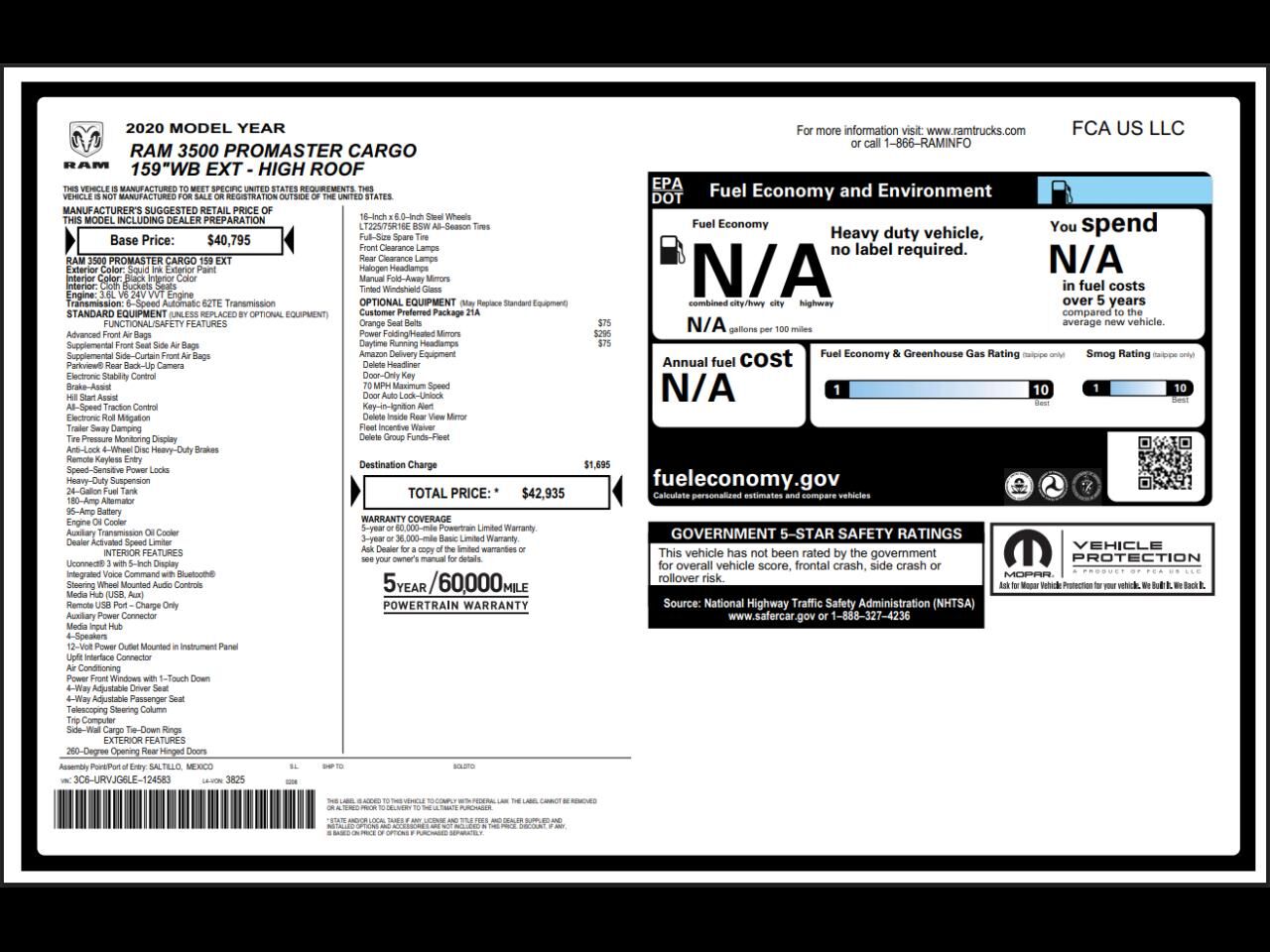 2020 RAM Promaster 3500
