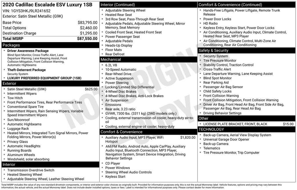 2020 CADILLAC Escalade ESV