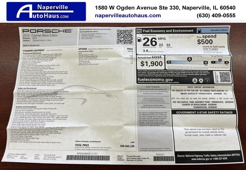 2016 PORSCHE Cayman