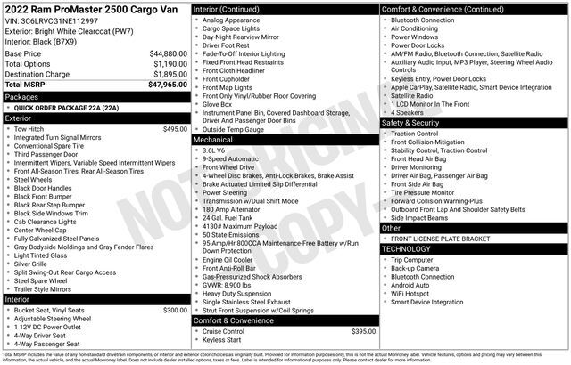 2022 RAM Promaster 2500