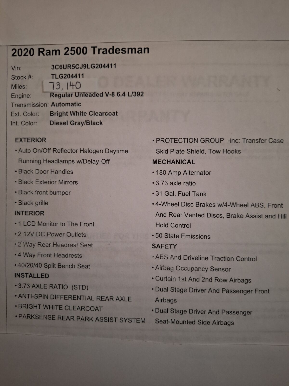 2020 RAM 2500