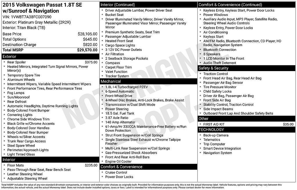 2015 VOLKSWAGEN Passat