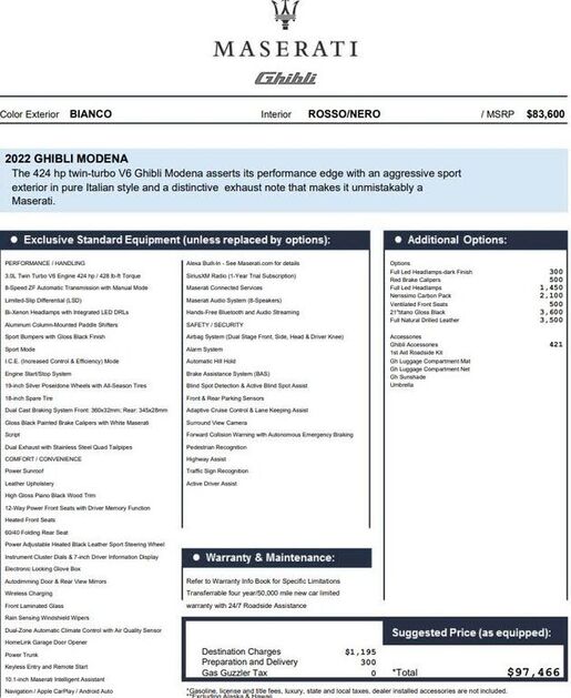 2022 MASERATI Ghibli