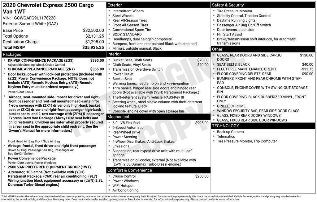 2020 CHEVROLET Express