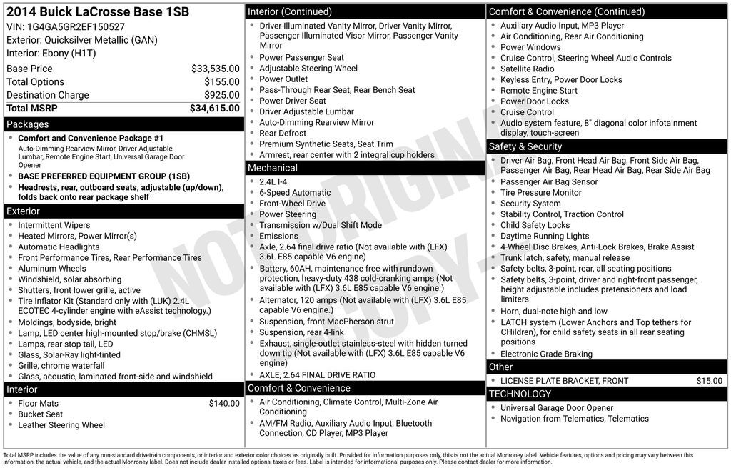 2014 BUICK LaCrosse
