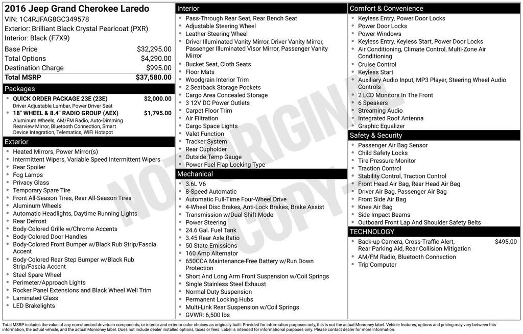 2016 JEEP Grand Cherokee