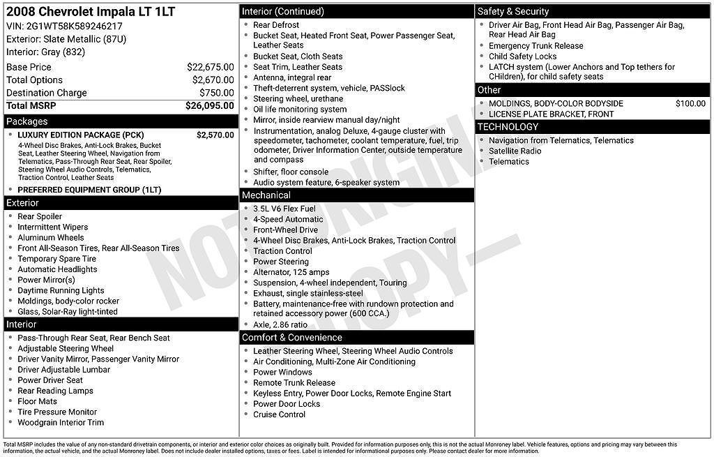 2008 CHEVROLET Impala