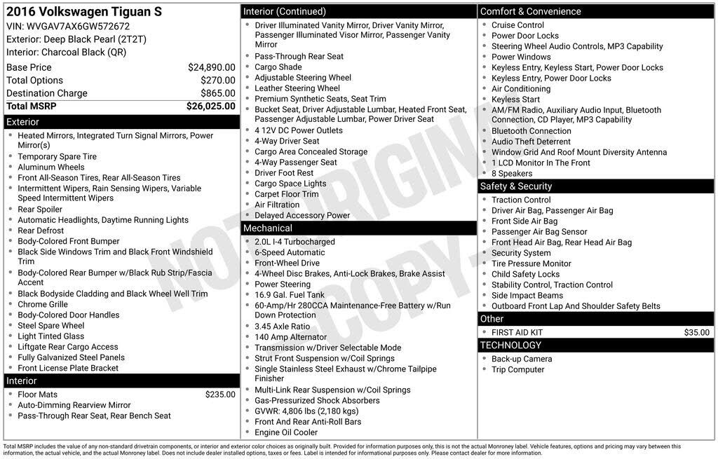 2016 VOLKSWAGEN Tiguan