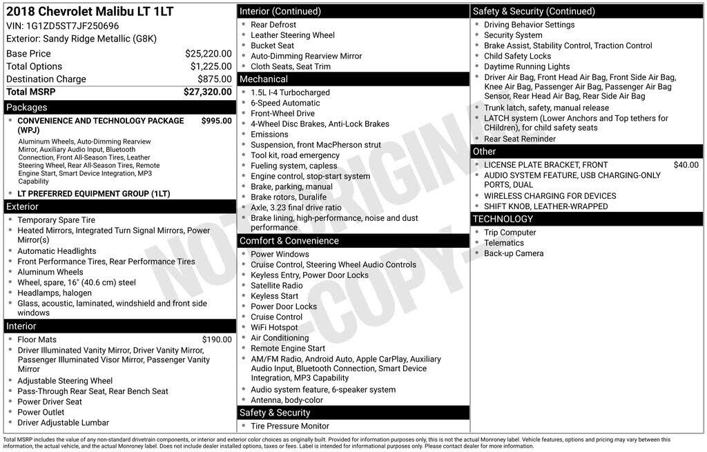 2018 CHEVROLET Malibu