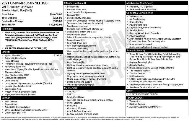 2021 CHEVROLET Spark