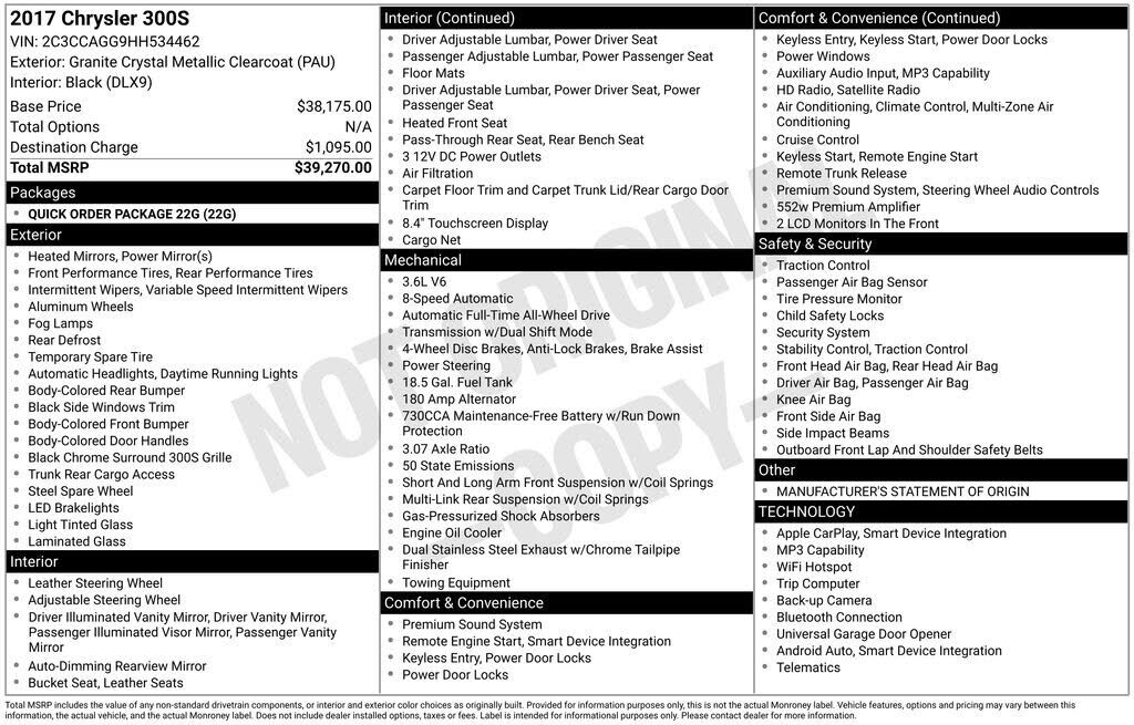 2017 CHRYSLER 300