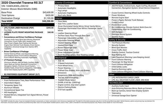2020 CHEVROLET Traverse