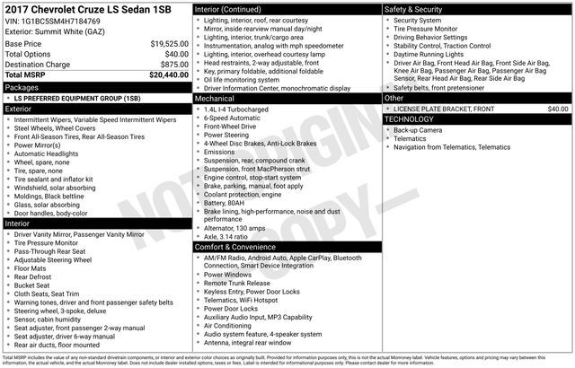 2017 CHEVROLET Cruze