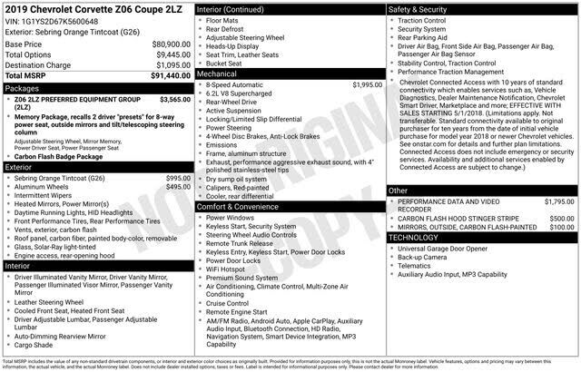 2019 CHEVROLET Corvette