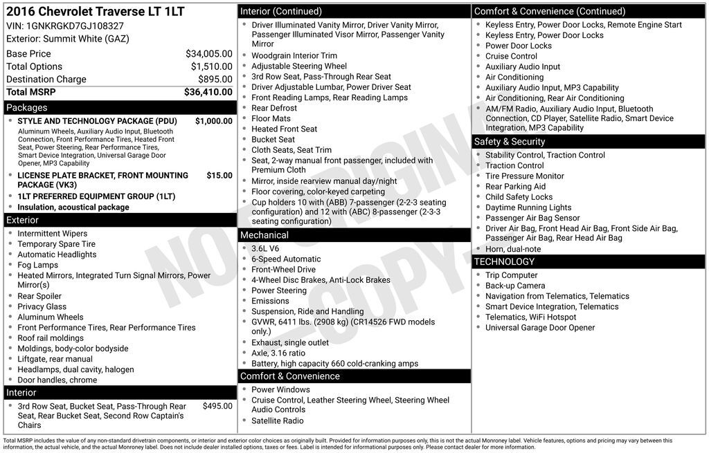 2016 CHEVROLET Traverse