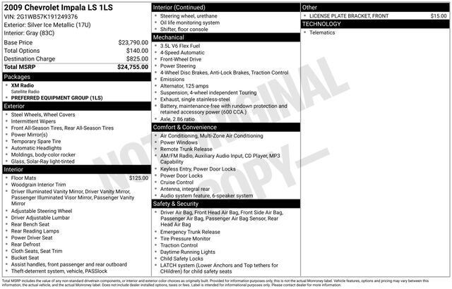 2009 CHEVROLET Impala