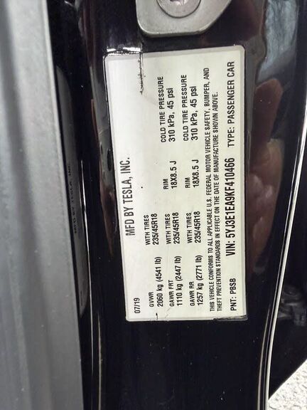 2019 TESLA Model 3