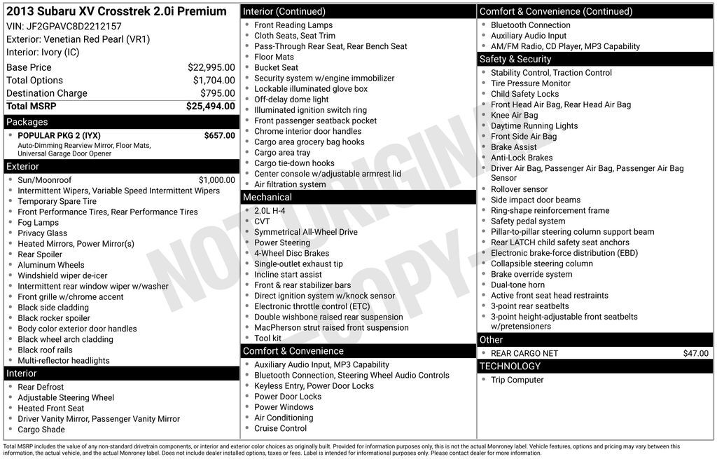 2013 SUBARU XV CrossTrek