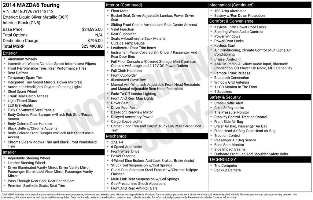 2014 MAZDA Mazda6
