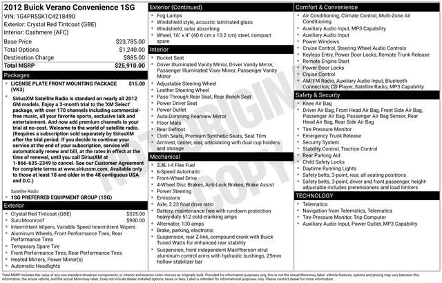 2012 BUICK Verano