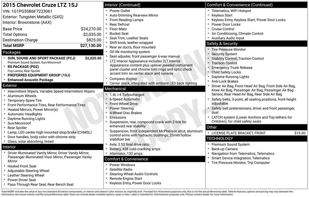 2015 CHEVROLET Cruze