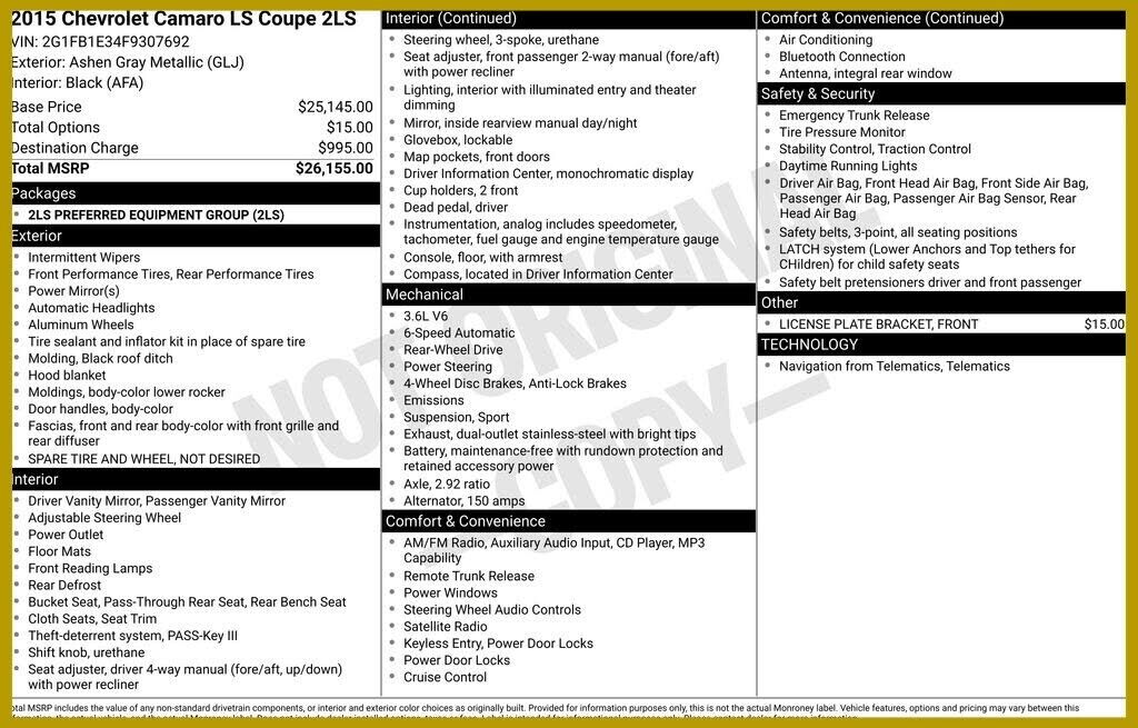 2015 CHEVROLET Camaro