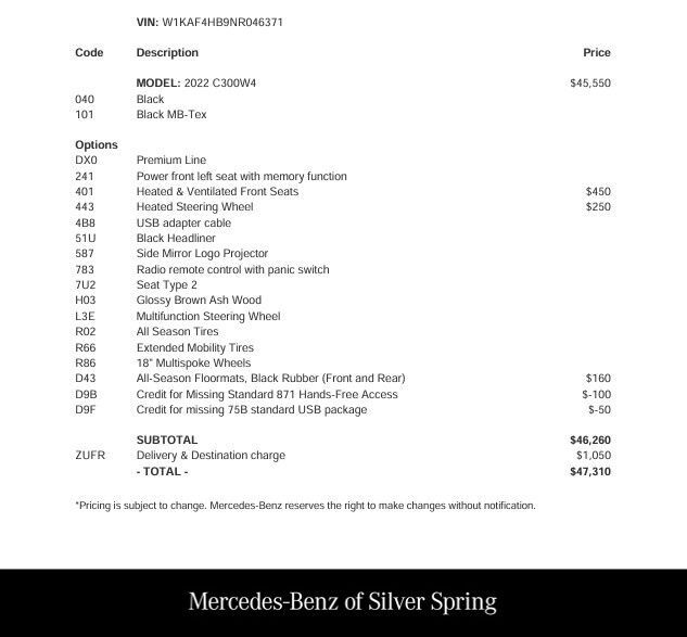 2022 MERCEDES-BENZ C-Class