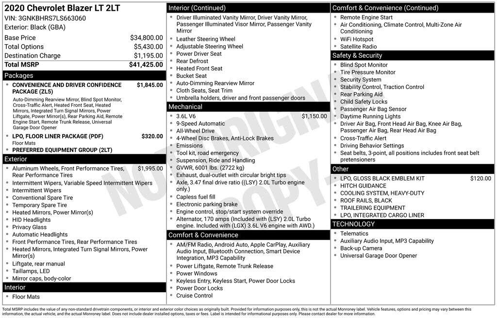 2020 CHEVROLET Blazer