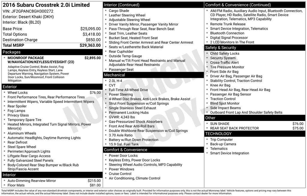 2016 SUBARU Crosstrek