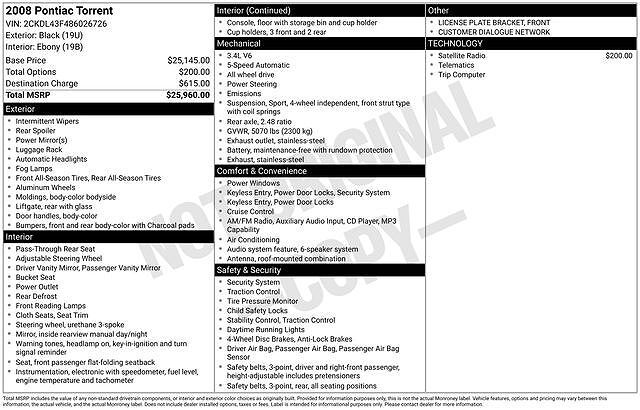 2008 PONTIAC Torrent
