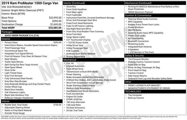 2019 RAM Promaster 1500