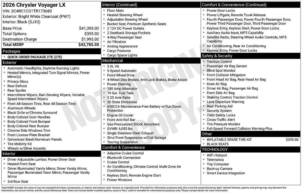 2026 CHRYSLER Voyager