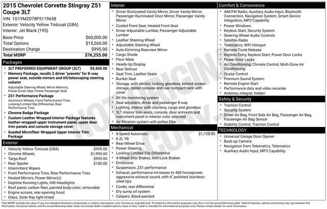 2015 CHEVROLET Corvette