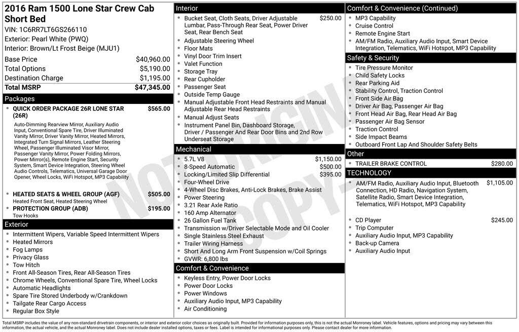 2016 RAM 1500