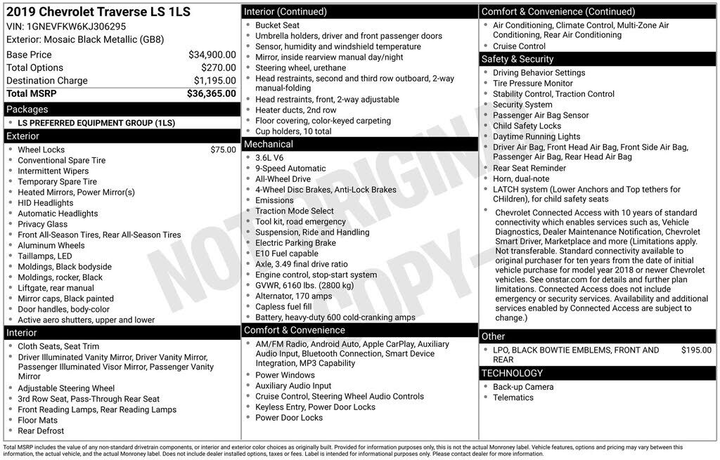 2019 CHEVROLET Traverse