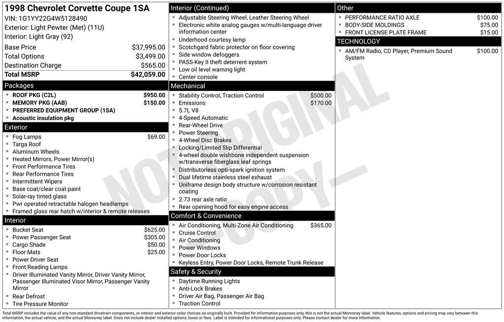 1998 CHEVROLET Corvette