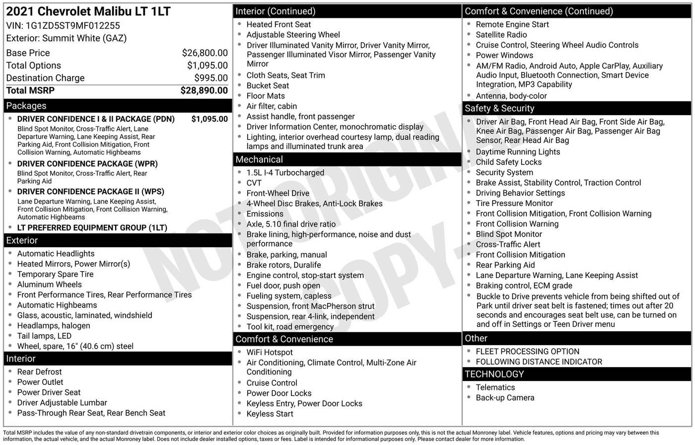 2021 CHEVROLET Malibu