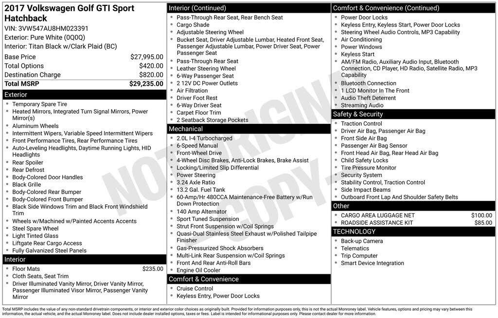 2017 VOLKSWAGEN Golf GTI