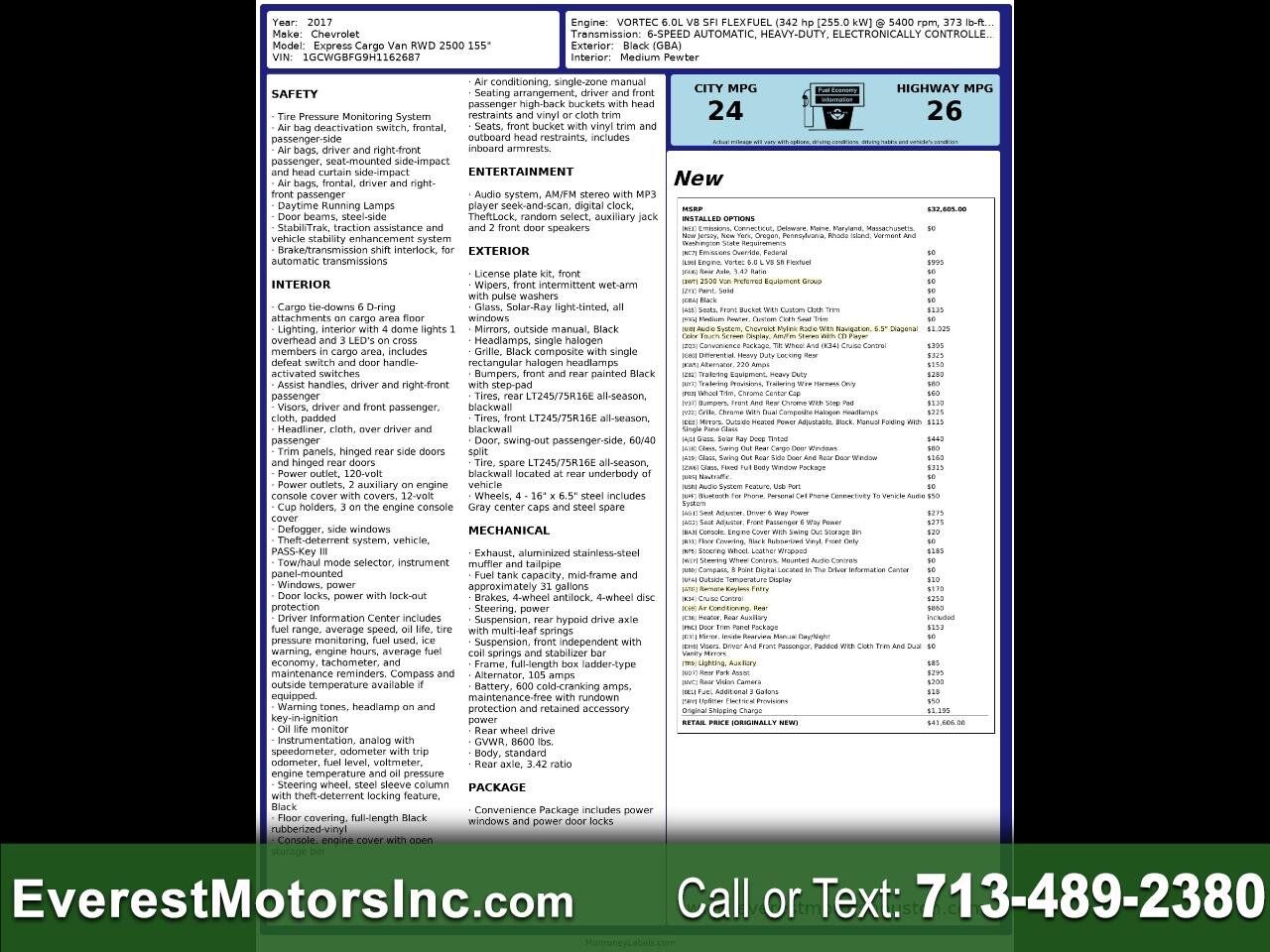 2017 CHEVROLET Express