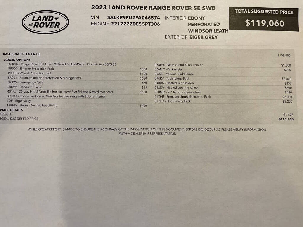 2023 LAND ROVER New Range Rover