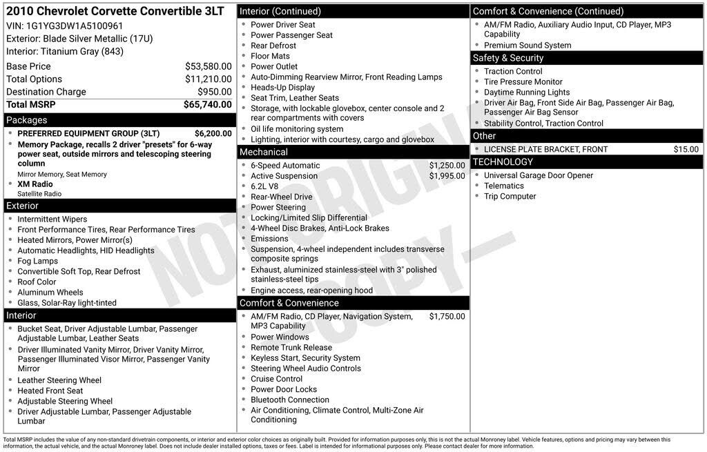 2010 CHEVROLET Corvette