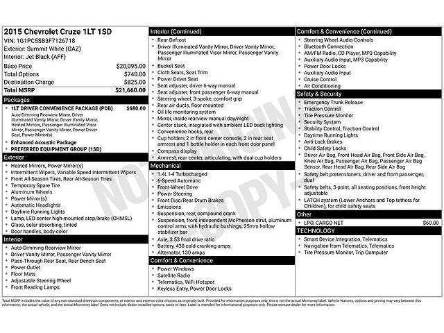 2015 CHEVROLET Cruze