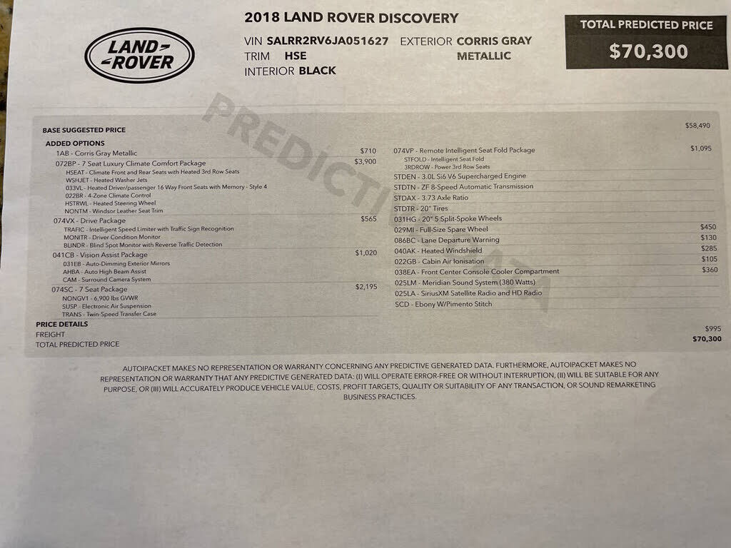 2018 LAND ROVER Discovery